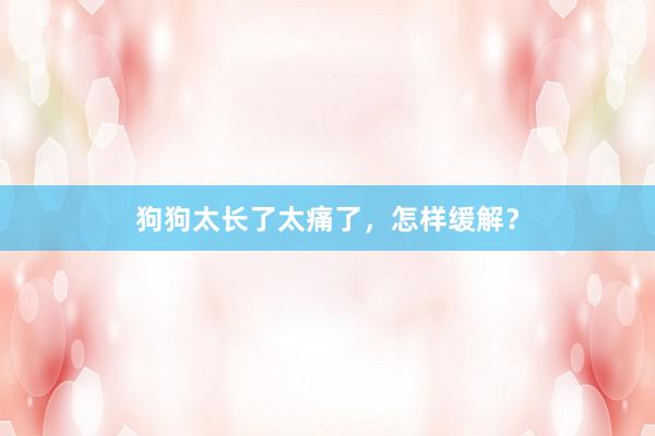 狗狗太长了太痛了,怎样缓解?